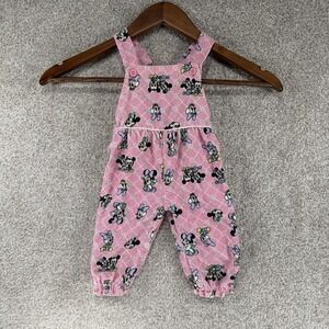 Rare VTG Disney Babies Mickey Minnie Daisy Corduroy Overalls Pink 1984 NB-6mo